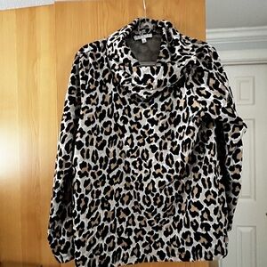 Chaus Leopard Print Blouse - Black and Brown